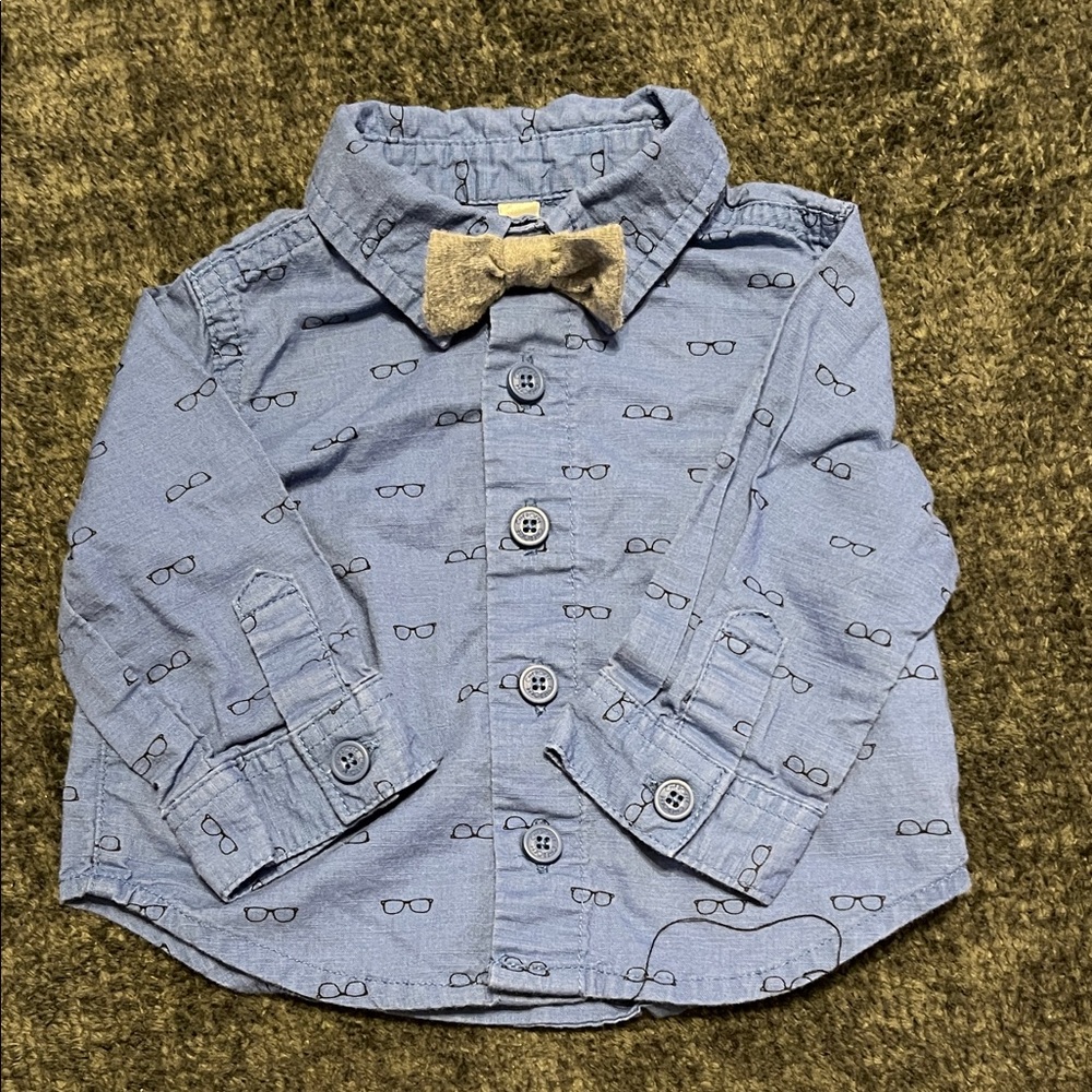 Cherokee Blue Button Down Shirt with Bow Tie